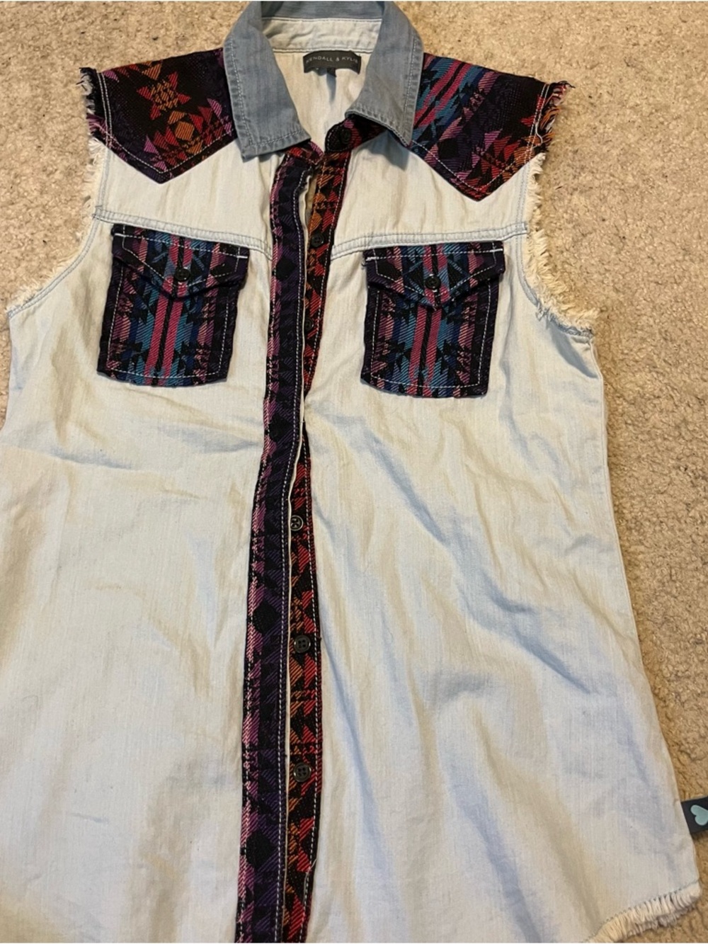 Fringe tribal printed vest